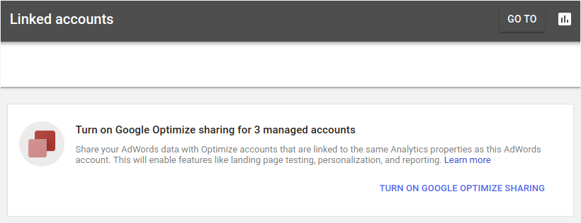 Enabling the Google Optimize Sharing in AdWords