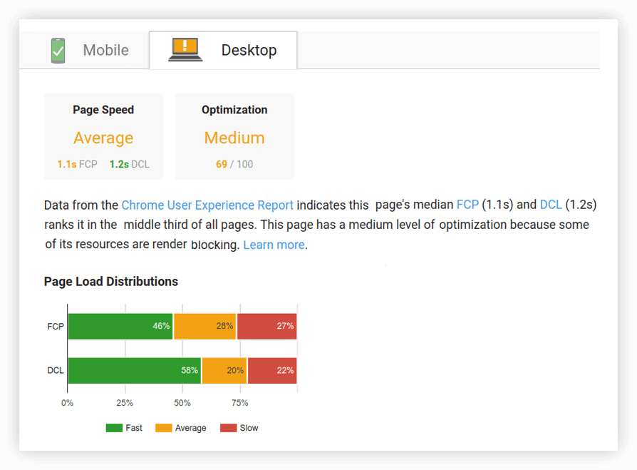 PageSpeed Insights report