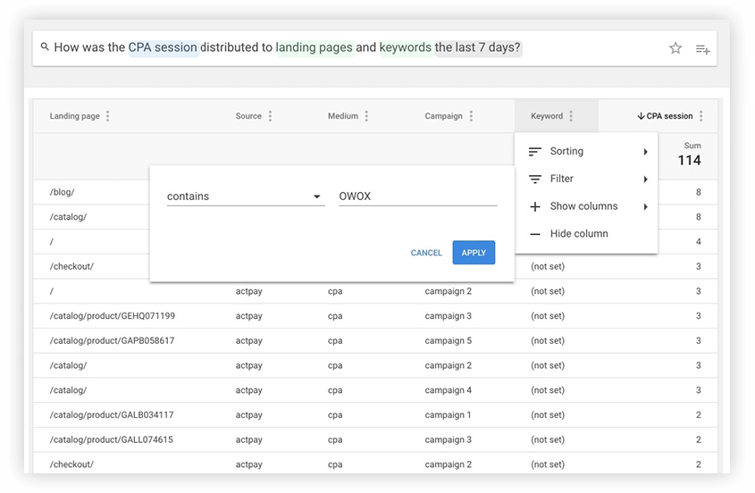 Filter for keywords in Smart Data