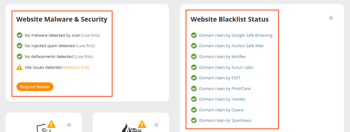 Website blacklist status check