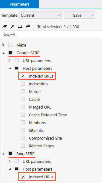 Indexed pages number in Netpeak Checker