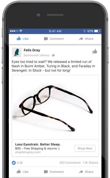 Facebook feed&nbsp;&mdash; carousel ads&nbsp;&mdash; slideshow