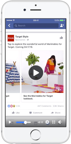 Facebook feed&nbsp;&mdash; carousel ads&nbsp;&mdash; video
